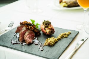 Grilled Meat on Rectangular Green Board