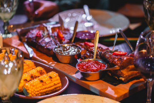 Grilled Meat on Wooden Board